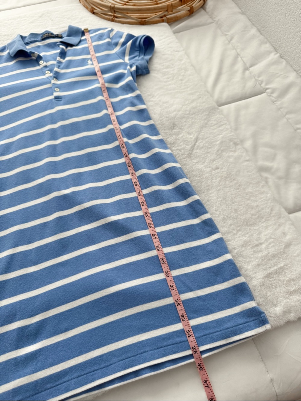 Polo Ralph Lauren Blue White Striped Polo Mini Dress Nautical Cotton Preppy - Picture 10 of 10